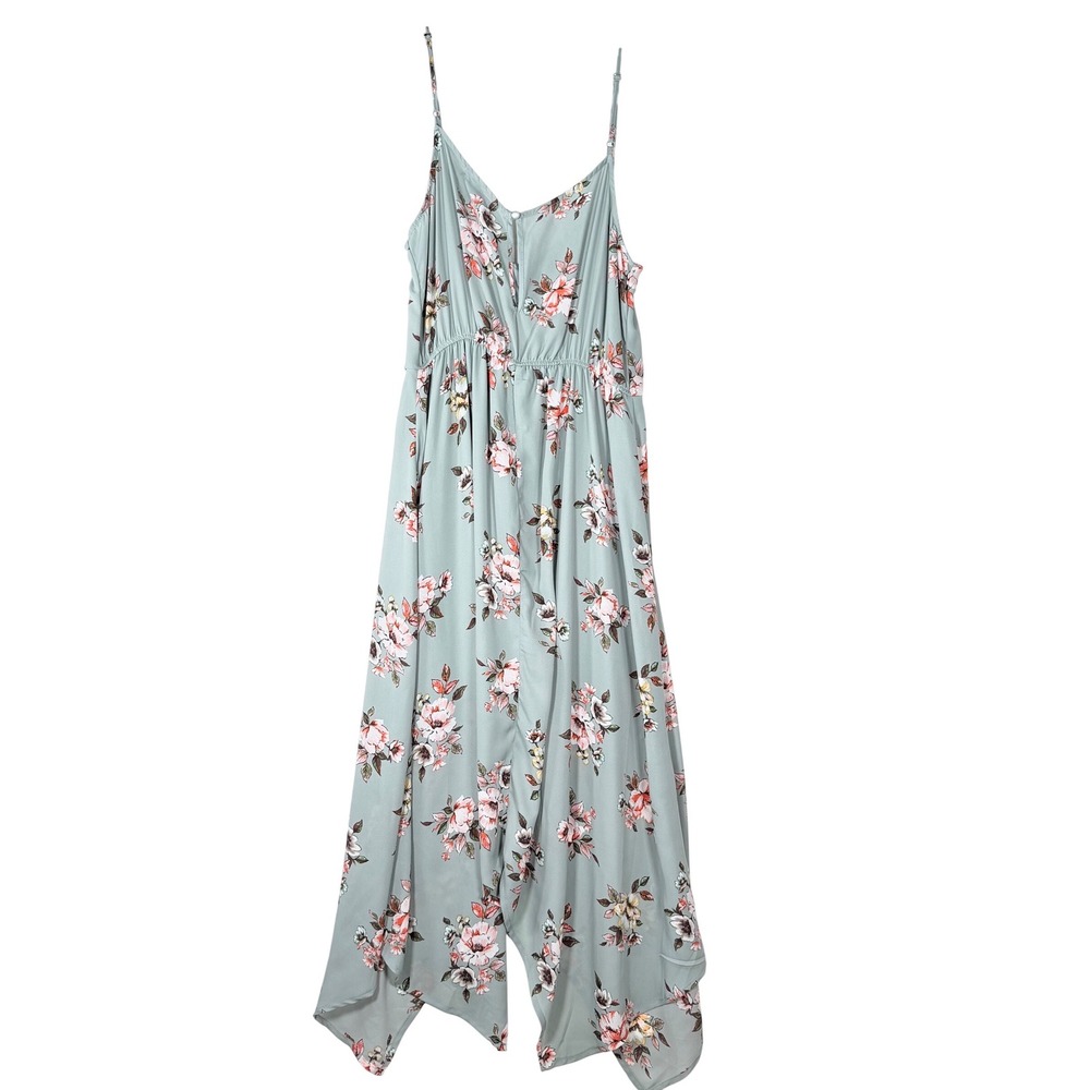 Sage Green Floral Handkerchief Midi Dress Large garden party fairy Cottagecore - Picture 4 of 10